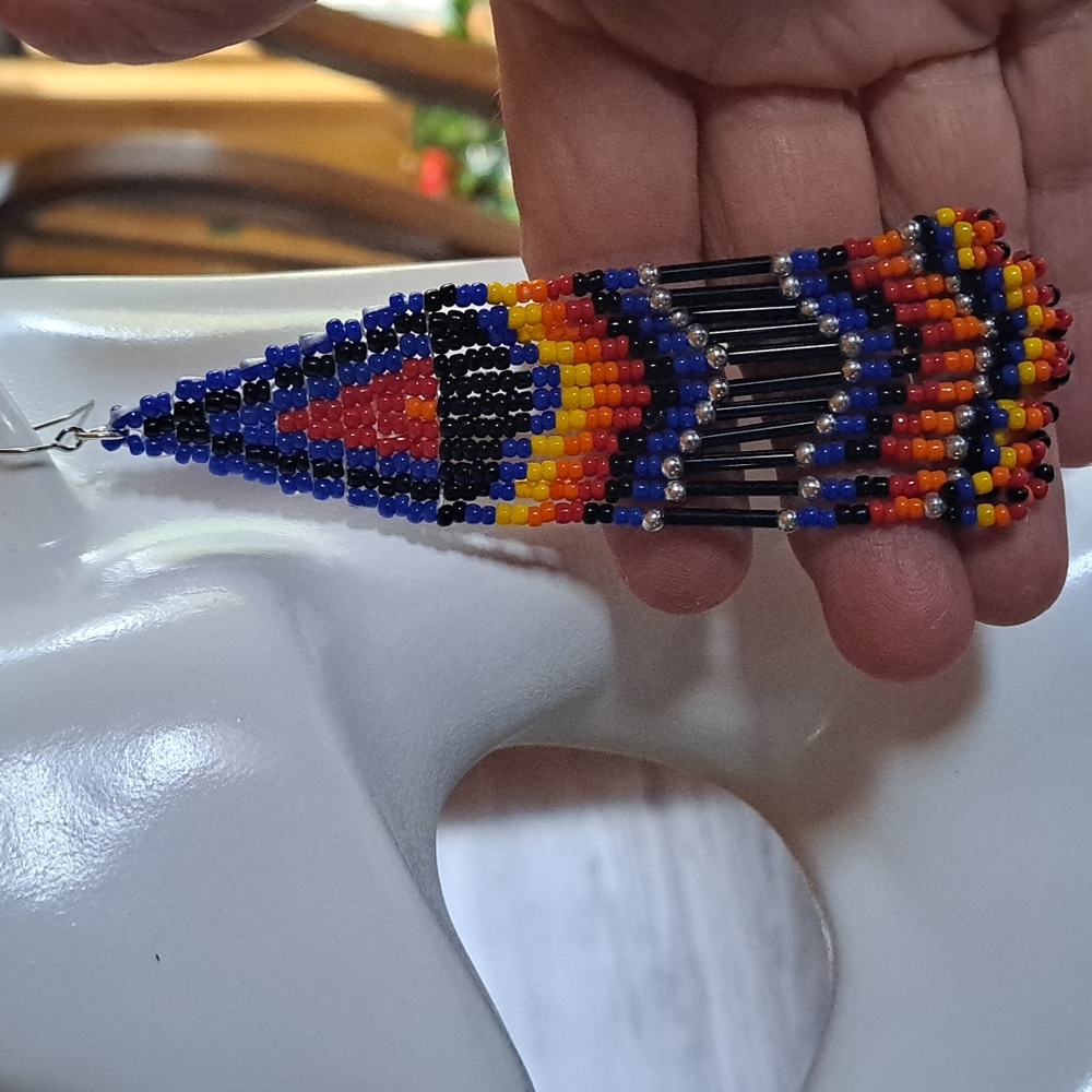 Triangular Native American Style Earrings - image 2